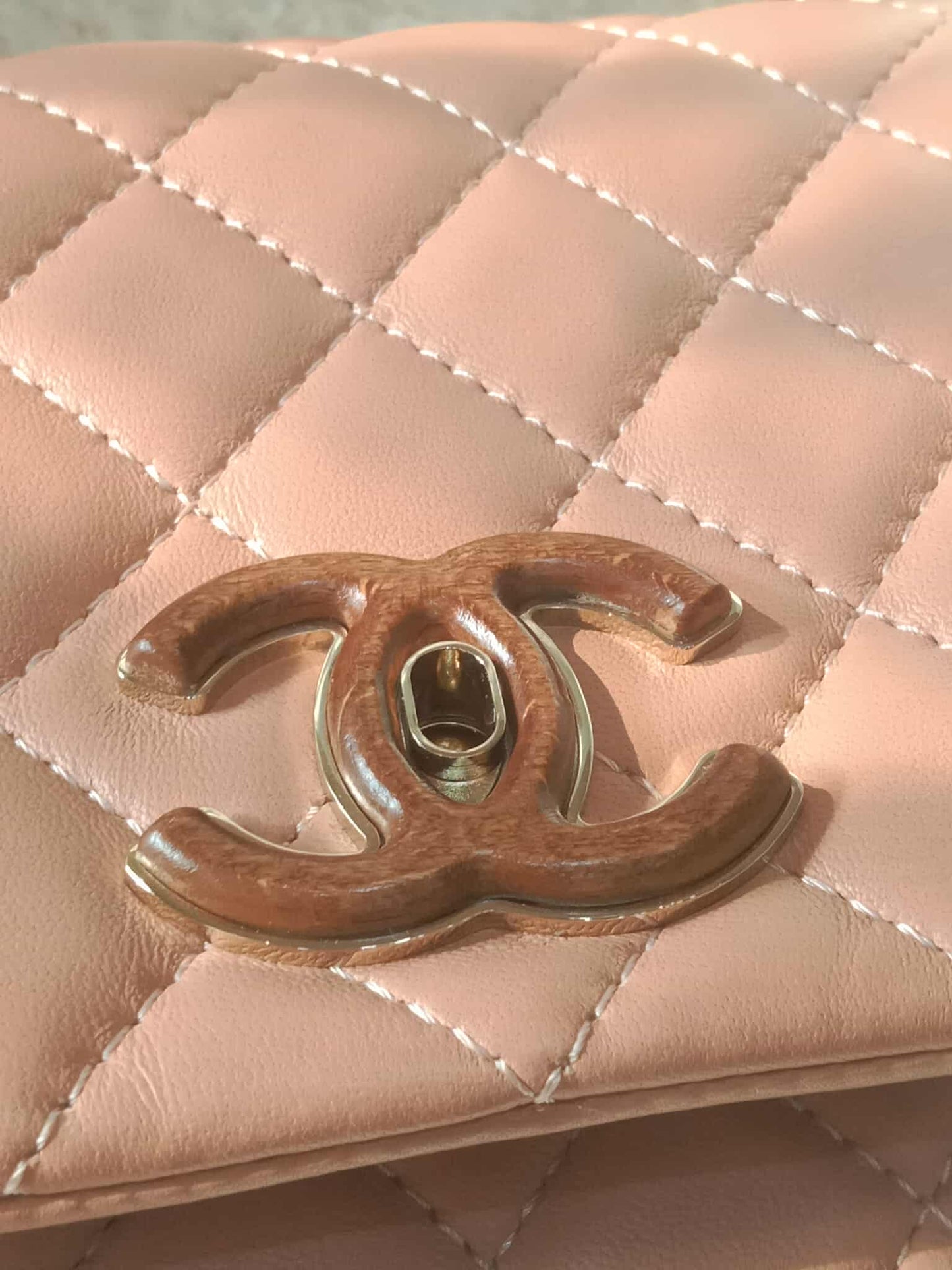 Chanel Mini Seasonal Wood Top Handle Flap Bag Peach Series 26