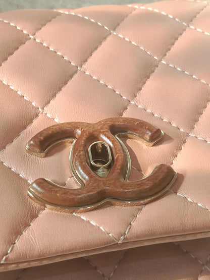 Chanel Mini Seasonal Wood Top Handle Flap Bag Peach Series 26