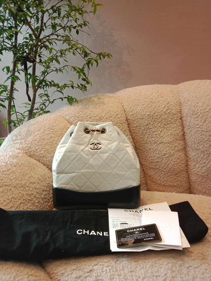 Chanel Gabrielle Aged Calfskin Backpack Black & White Series 24