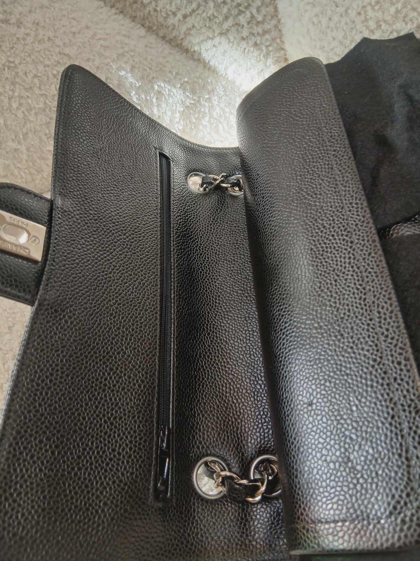 Chanel Medium Double Flap Black Caviar Series 27