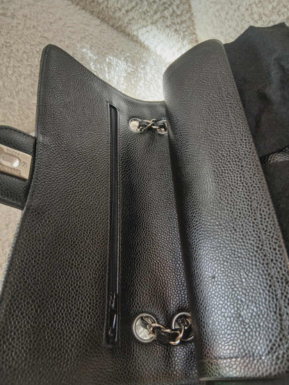 Chanel Medium Double Flap Black Caviar Series 27