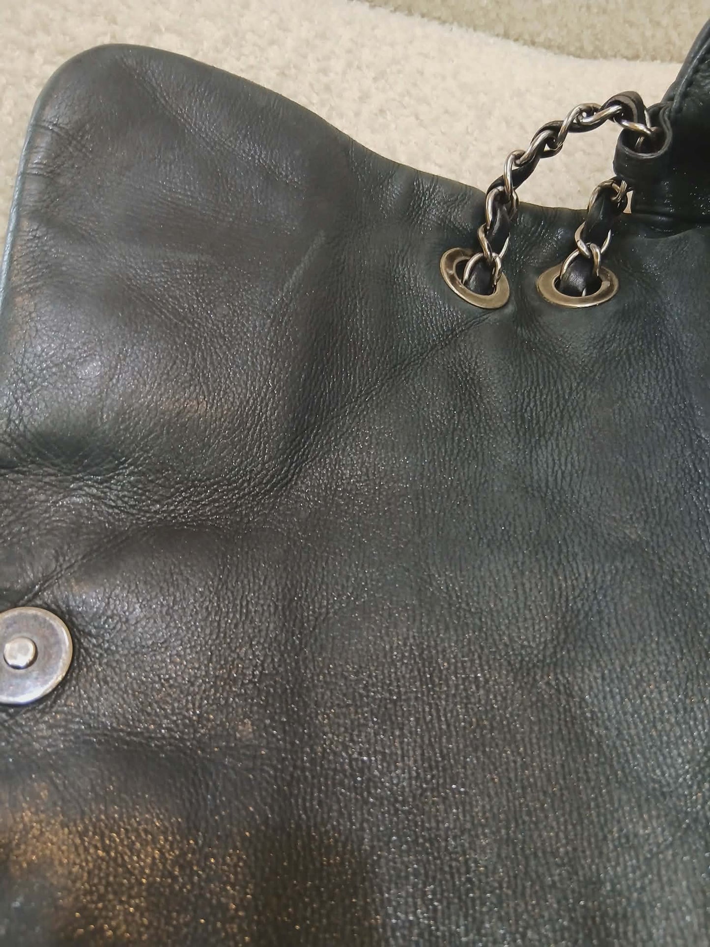 Chanel Square Double Flap Lambskin Dark Gray Series 15