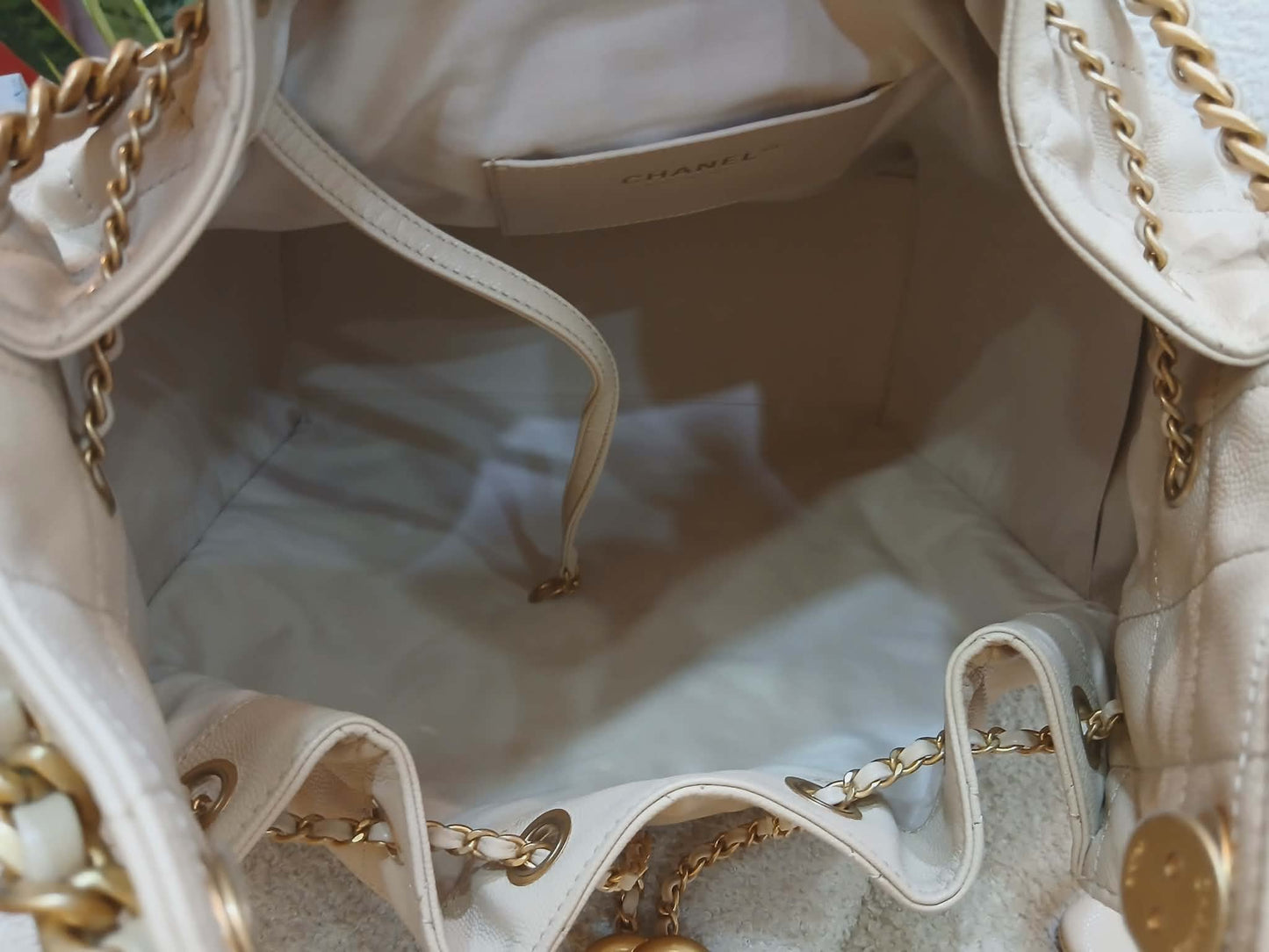 Chanel 25 Beige Caviar Medium Microchipped