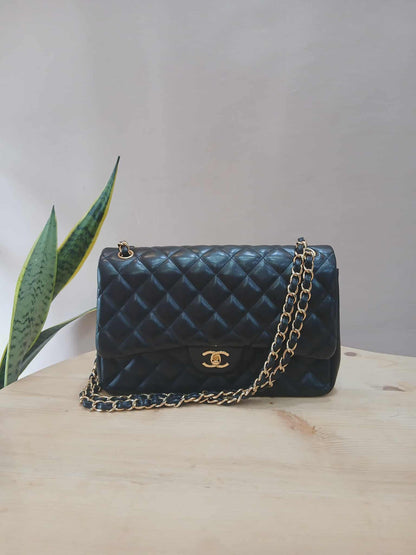 Chanel Double Flap Jumbo Lambskin Black Series 16