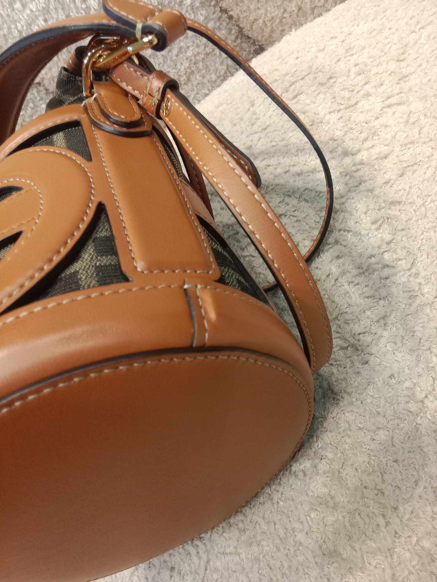 Fendi Step Out Canvas Bucket Bag Brown