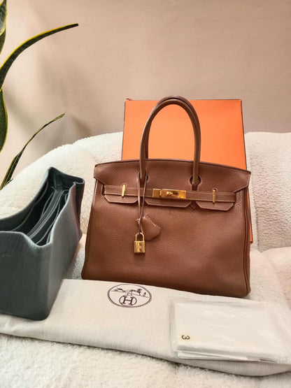 Hermes Birkin 30 Gold on Gold Clemence Stamp E Square 2001
