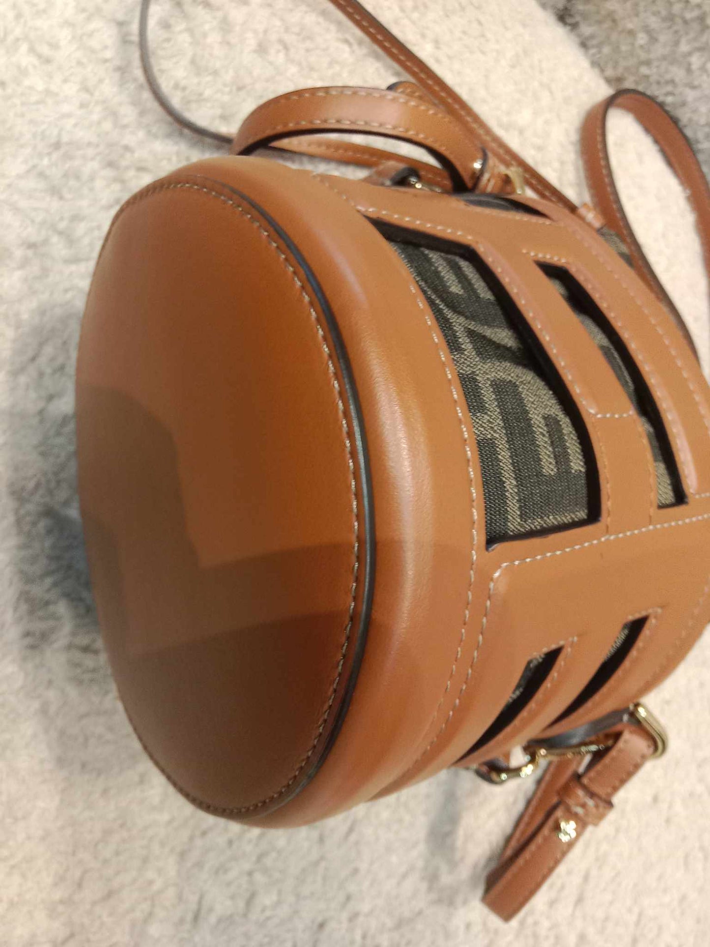 Fendi Step Out Canvas Bucket Bag Brown