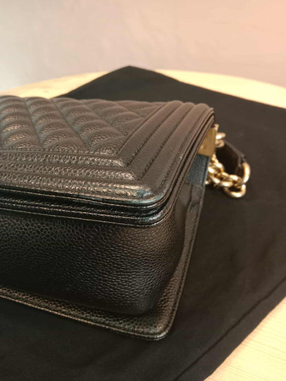 Chanel Leboy Old Medium Quilted Caviar Black Series 25