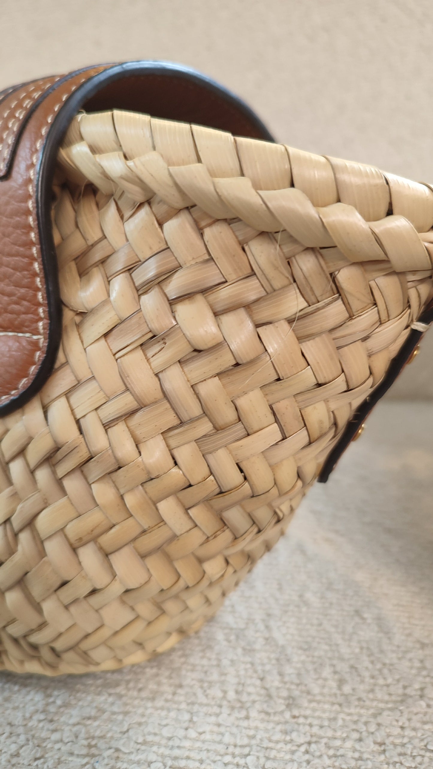 Chloe Marcie Small Raffia Basket Brown Bag