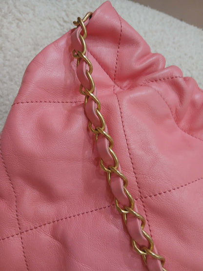 Chanel 22 Hobo Calfskin Pink Microchipped