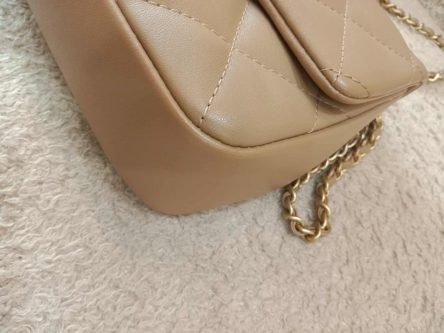 Chanel Seasonal Flap Heart Charms Beige Microchipped