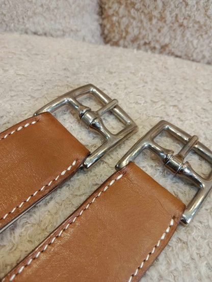 Hermes Double Entriviere Belt Beige Brown Stamp M Square 2009