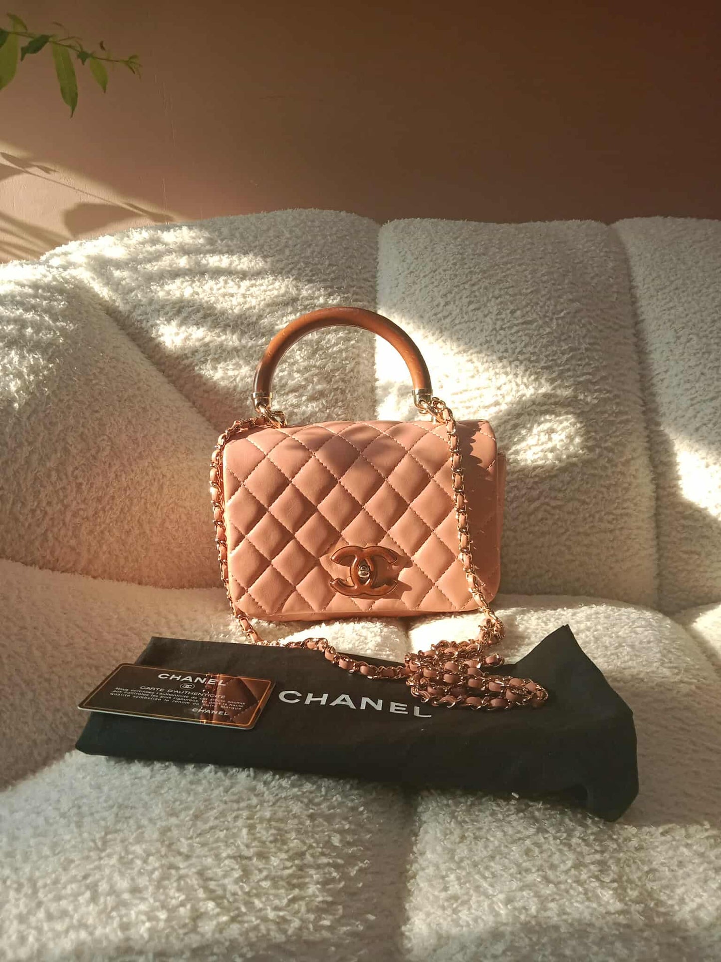 Chanel Mini Seasonal Wood Top Handle Flap Bag Peach Series 26
