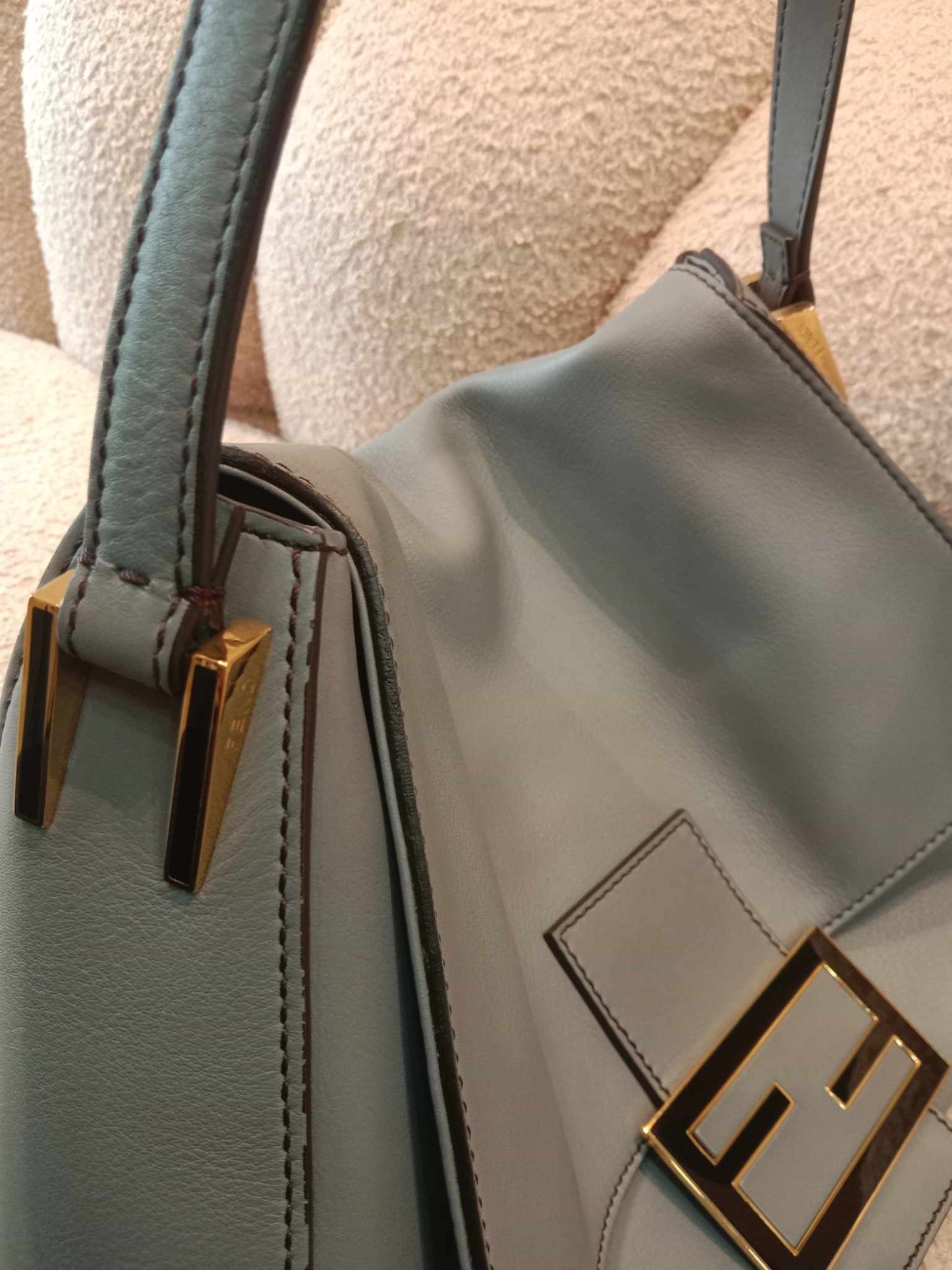 Fendi Mama Baguette Gray Shoulder Bag