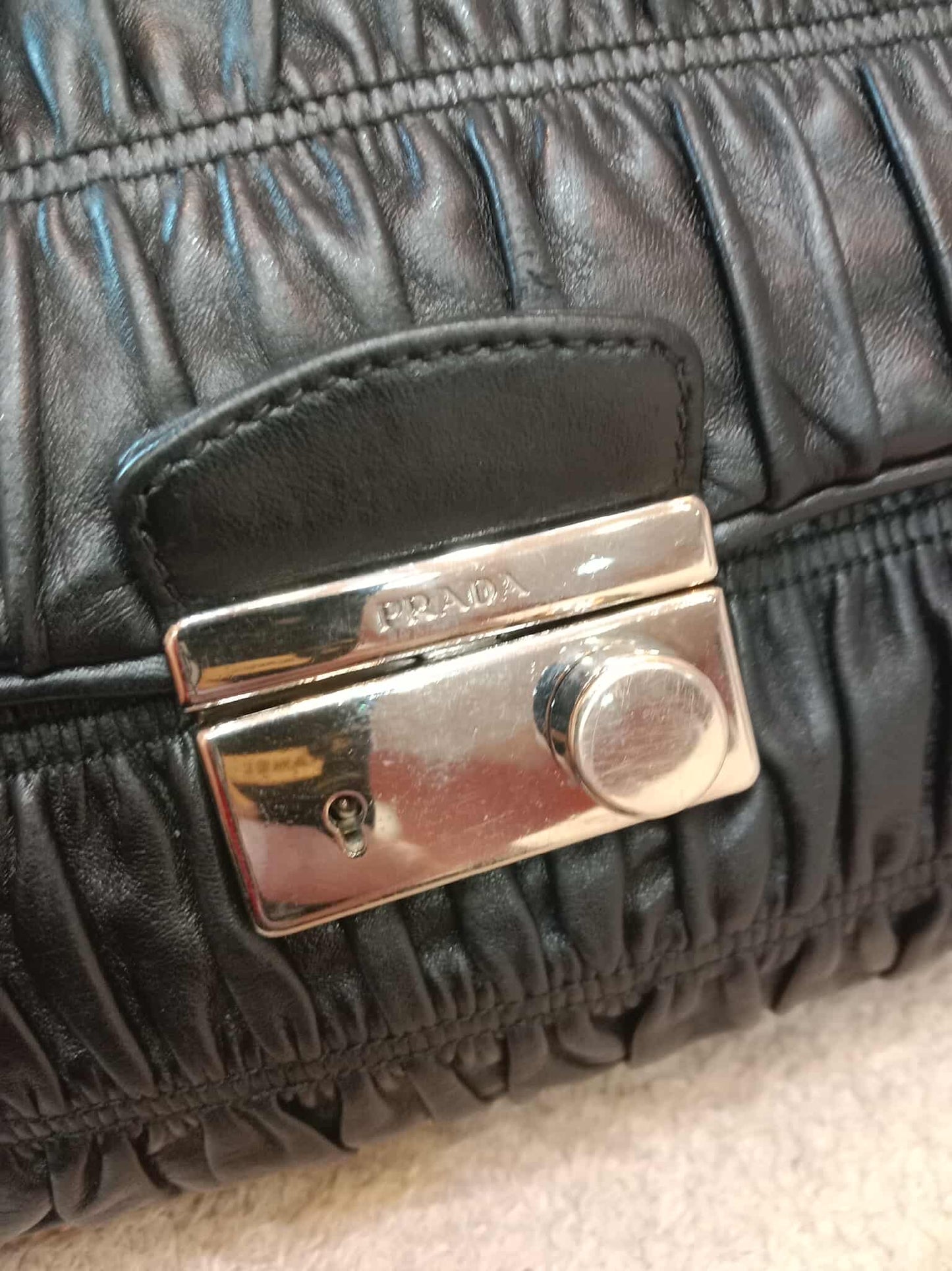 Prada Women's Leather Gaufre Black