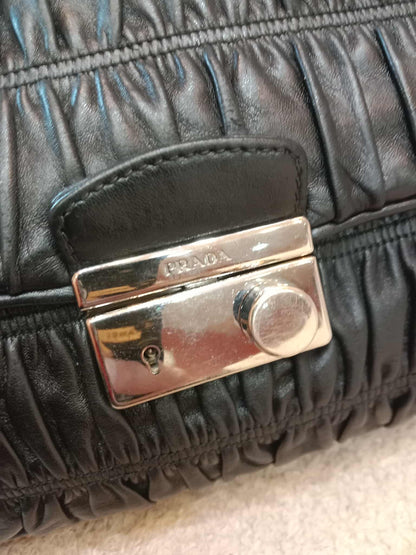 Prada Women's Leather Gaufre Black