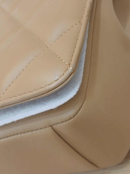 Chanel Diamond CC Chain Brown Caramel Lambskin Flap Bag Series 18