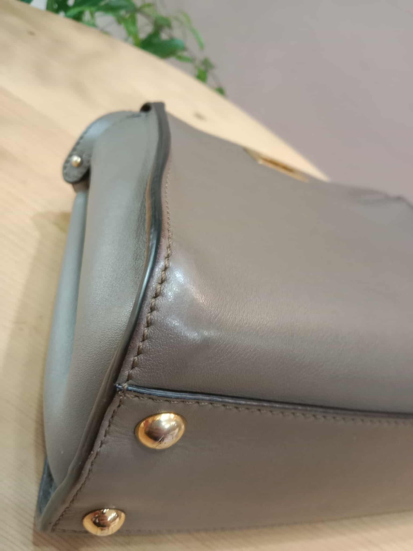 Fendi Peekaboo Grey Leather Mini