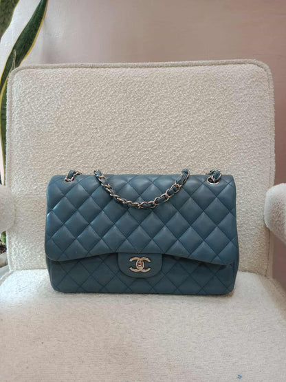 Chanel Jumbo Double Flap Lambskin Blue Series16