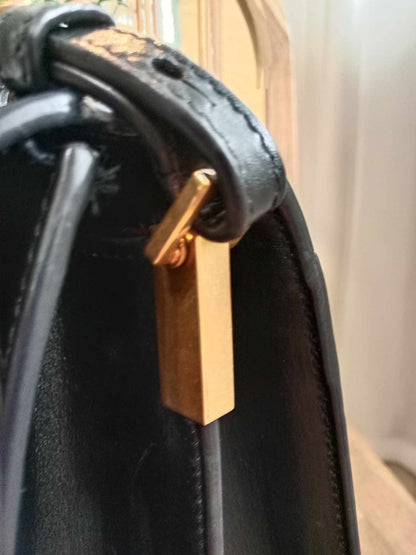 YSL Smooth Calfskin Cassandra Tophandle Bag Black Medium