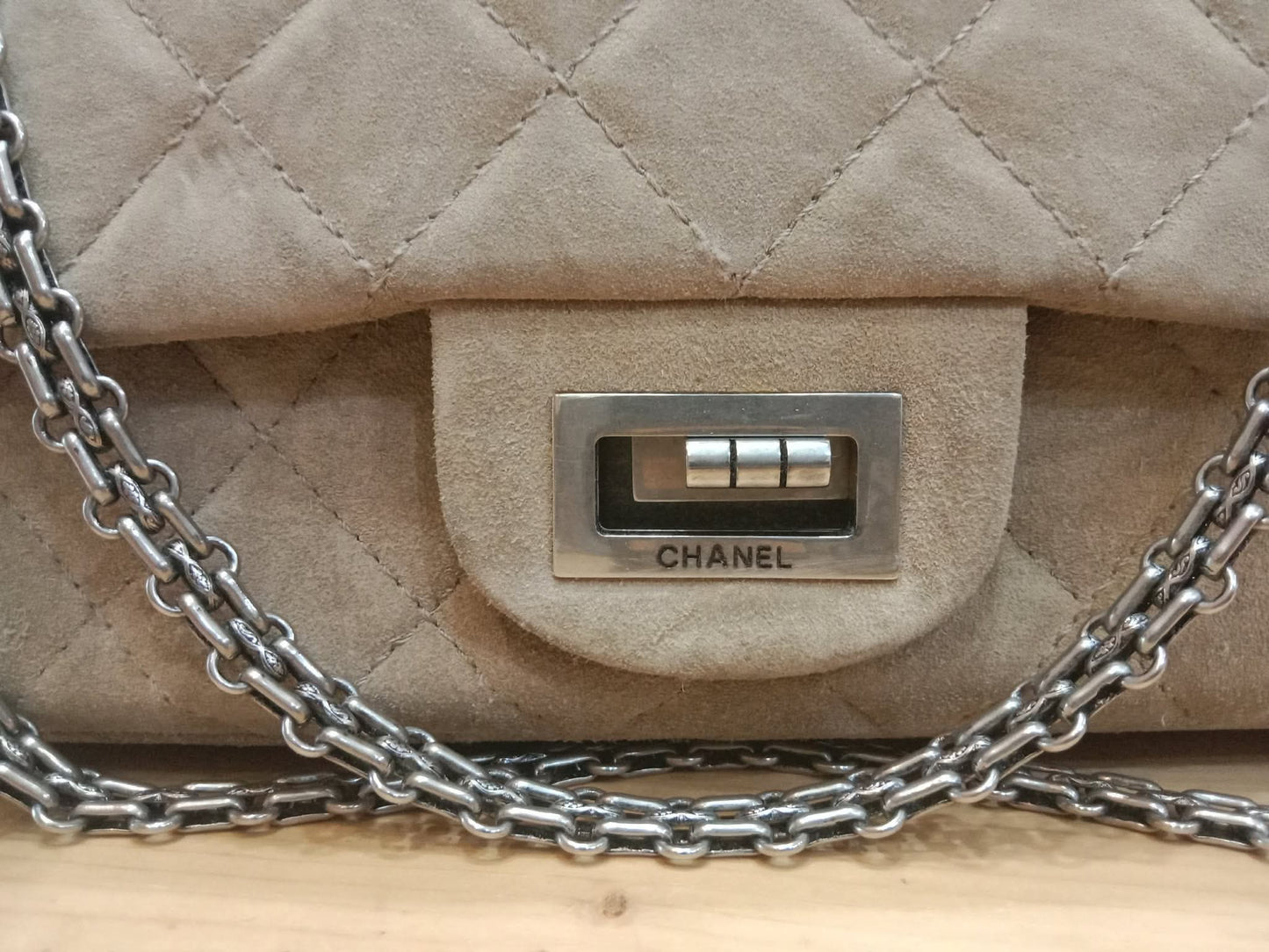 Chanel 2.55 Reissue Flap Bag Beige Suede Series 10