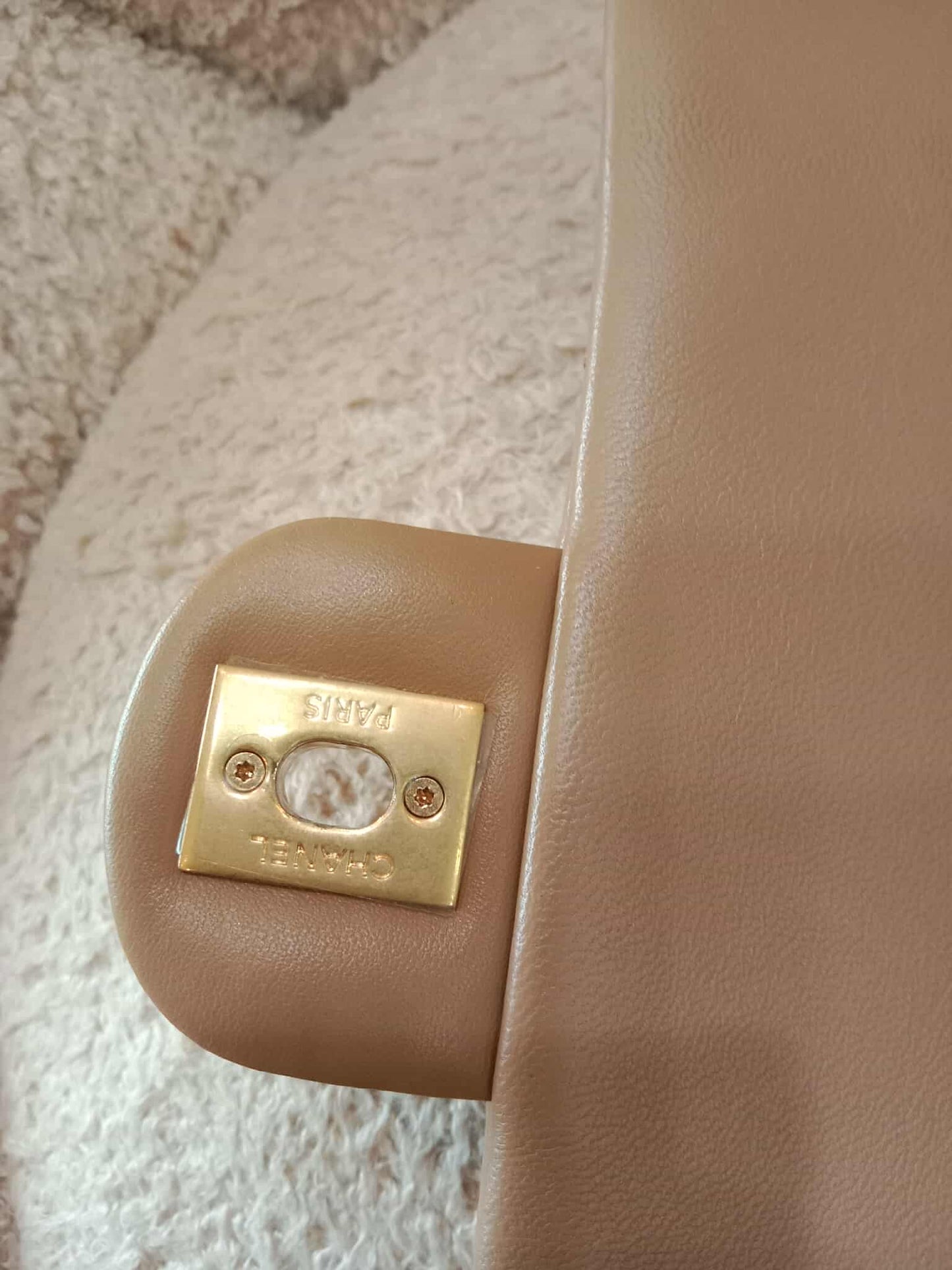 Chanel Seasonal Flap Heart Charms Beige Microchipped