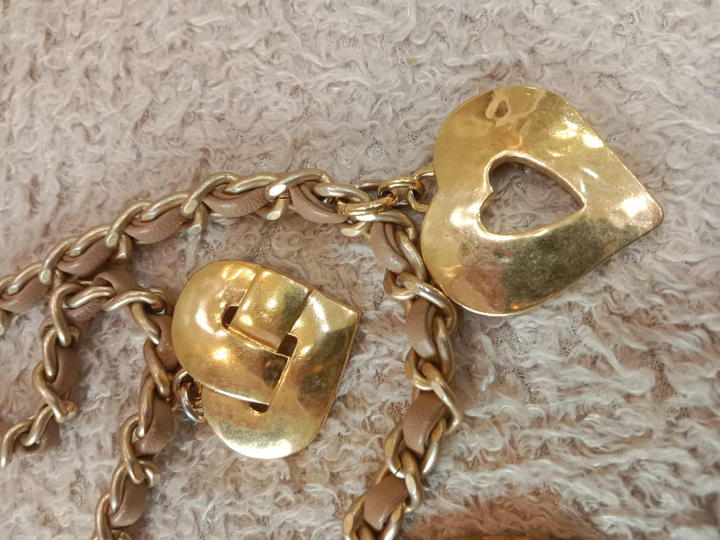 Chanel Seasonal Flap Heart Charms Beige Microchipped