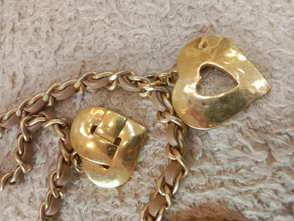 Chanel Seasonal Flap Heart Charms Beige Microchipped