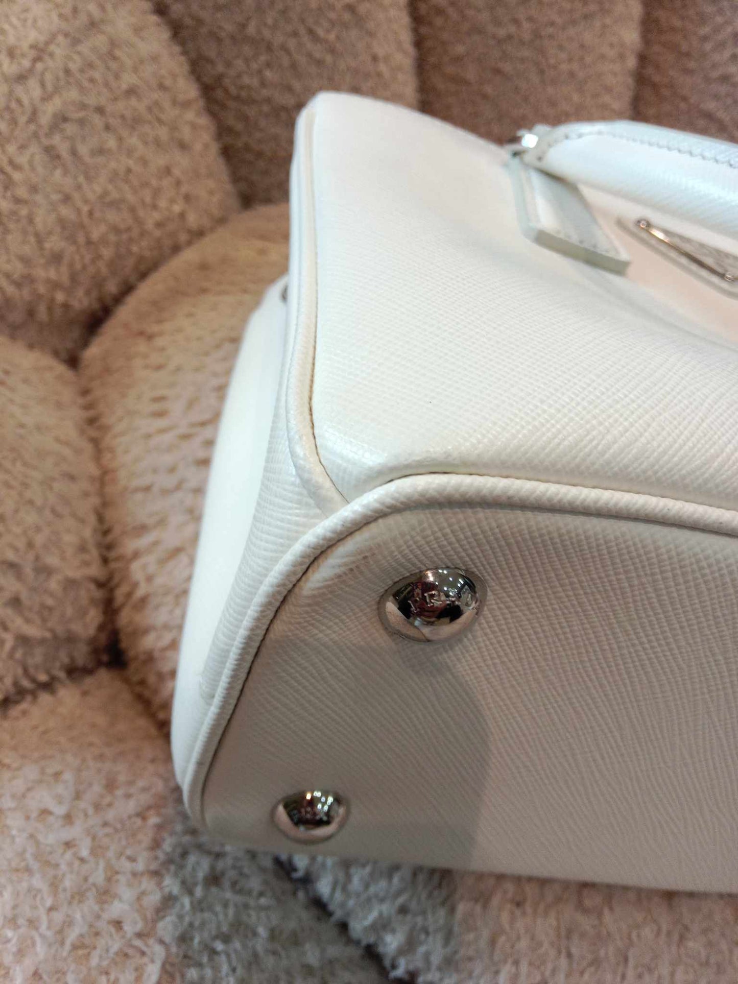 Prada Saffiano White Mini Galleria Tote