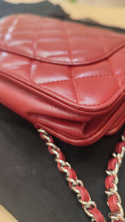 Chanel Wallet on Chain Red Lambskin Series 16