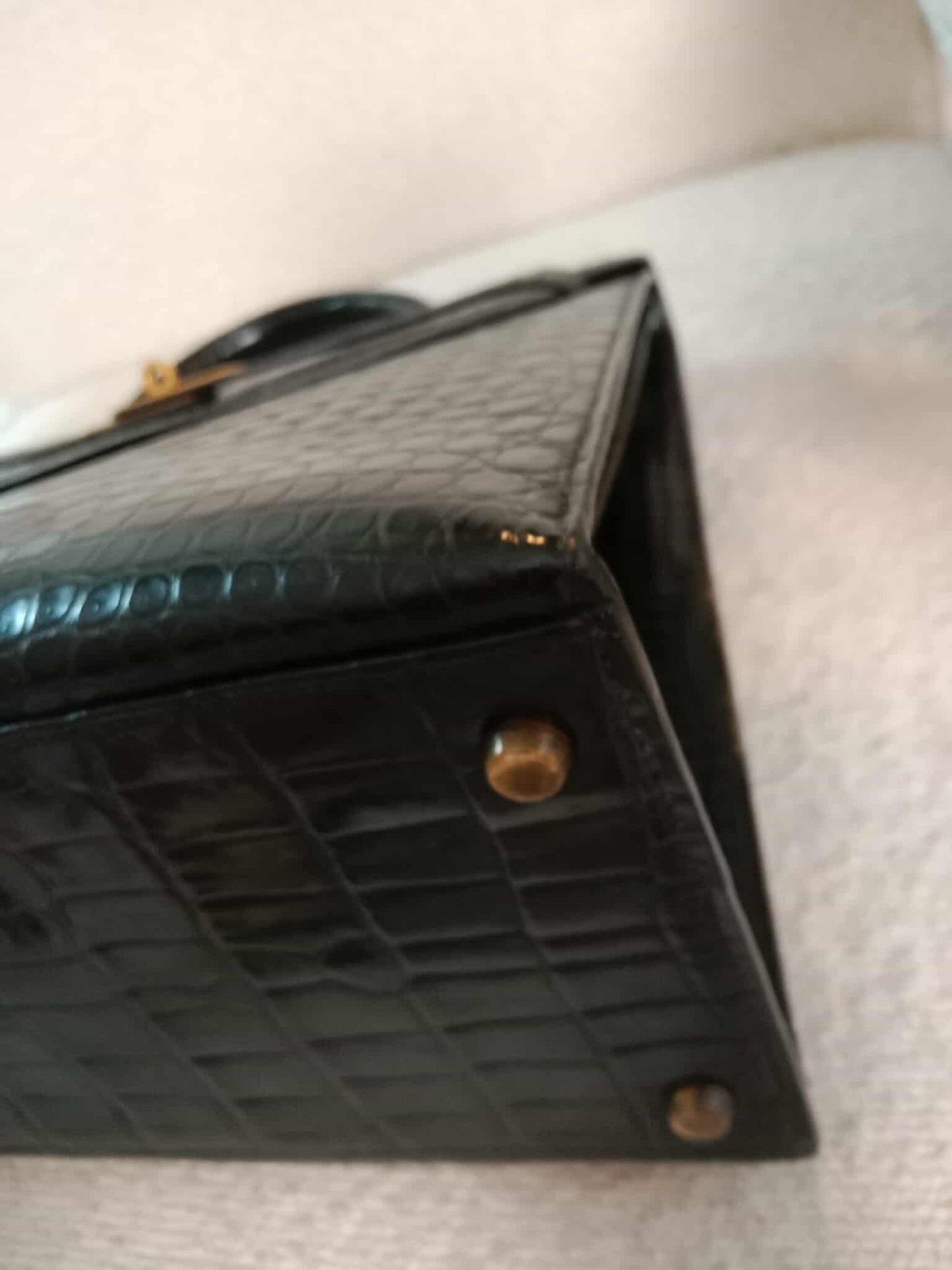 Hermes Kelly 35 Crocodile Noir Stamp G Circle 1977