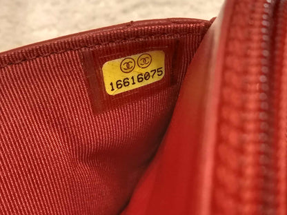 Chanel Classic Wallet On Chain Red Lambskin Series 16