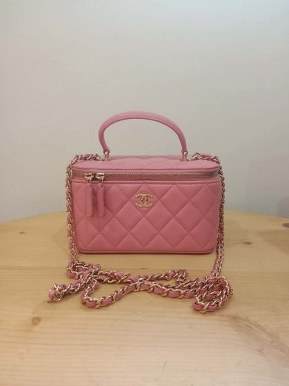Chanel Vanity Tophandle Lambskin Pink Microchipped