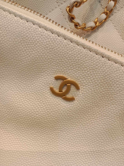 Chanel 25 Medium Hobo Bag Caviar White Microchipped Brandnew