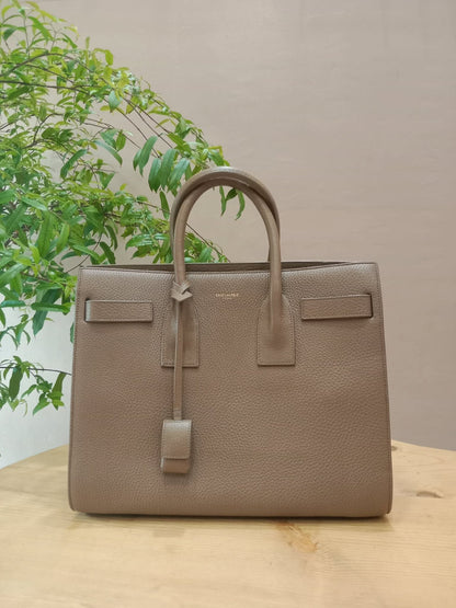 Saint Laurent Sac De Jour Taupe Grained Leather