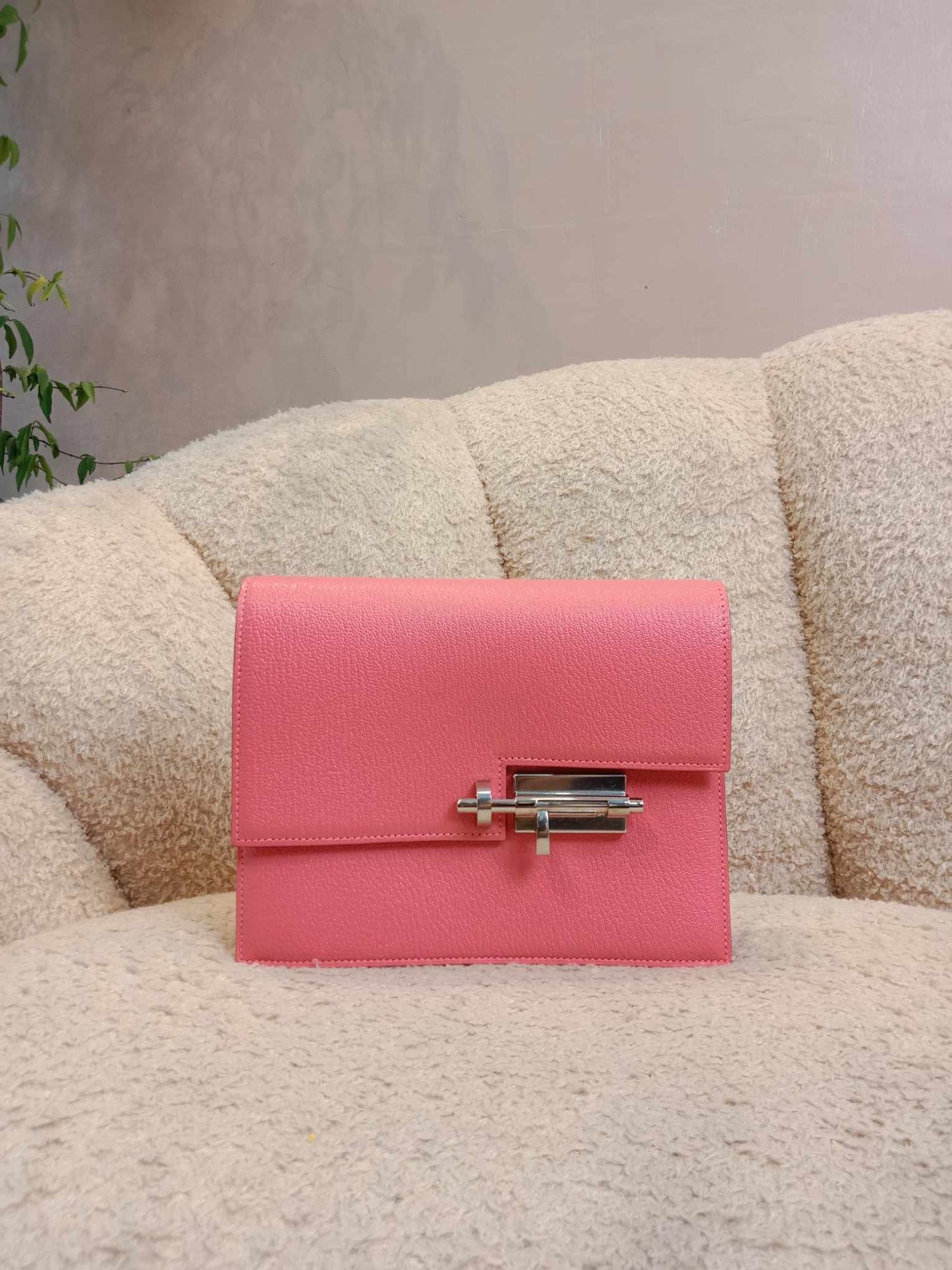 Hermes Verrou Clutch Rose Lipstick Chevre Stamp Y 2021