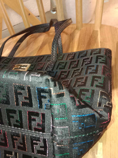 Fendi Zuchino Black Multicolor Tote Bag Small