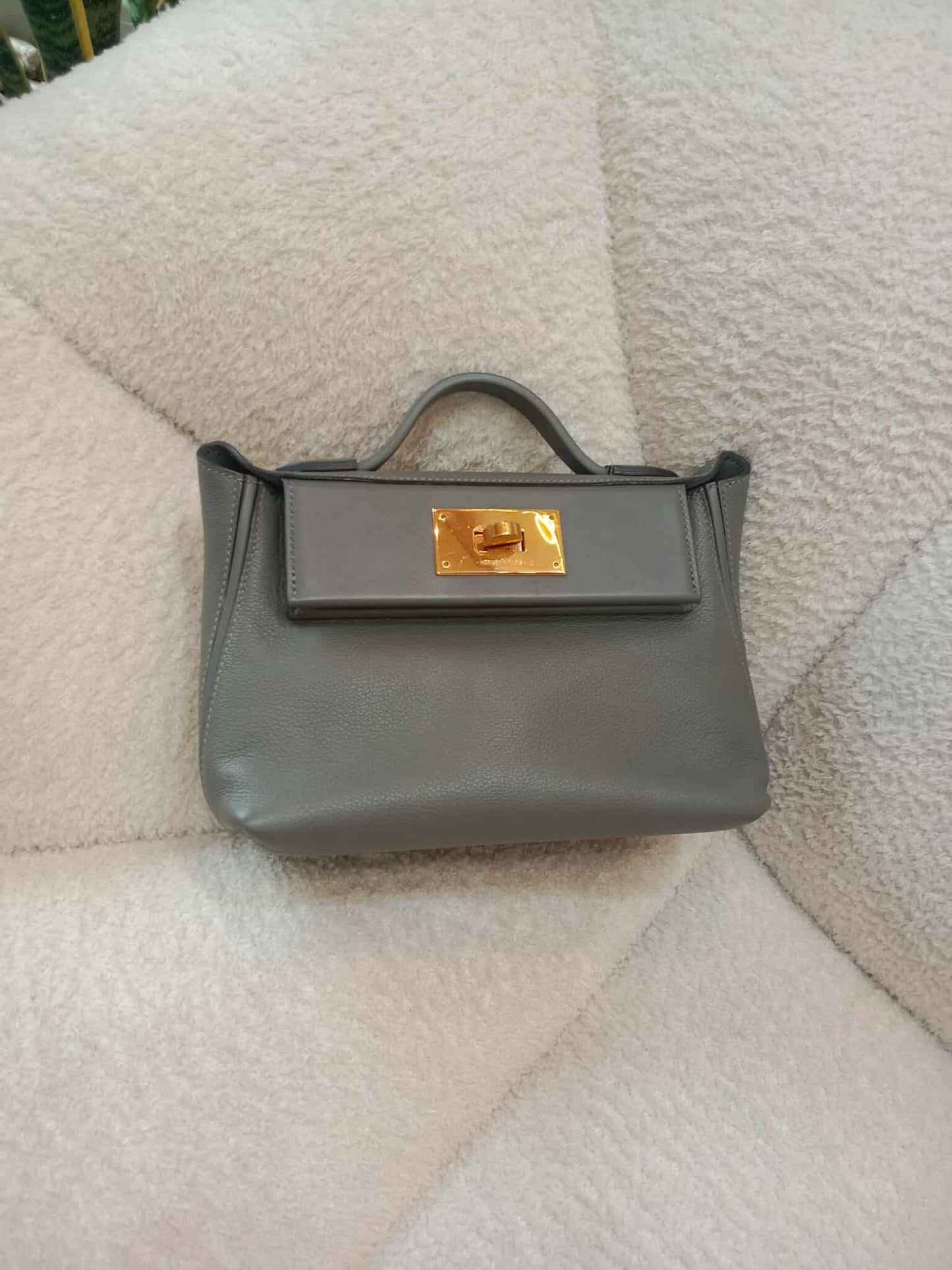 Hermes Mini 24/24 Gris Meyer Evercolor Stamp U 2022