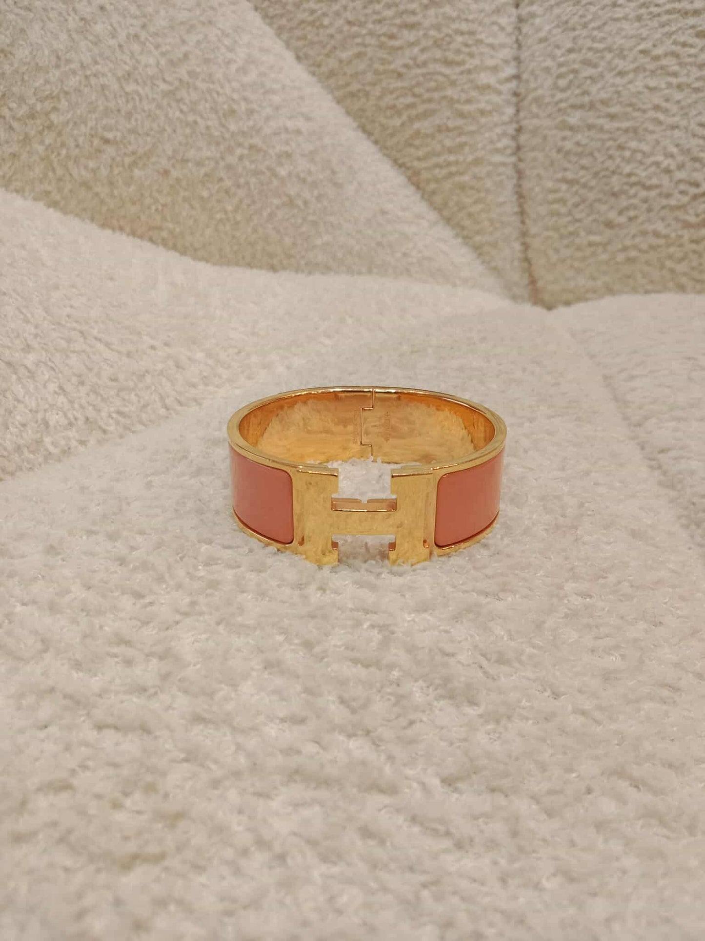 Hermes Clic Clac Bracelet Peach Gold-Plated Hardware