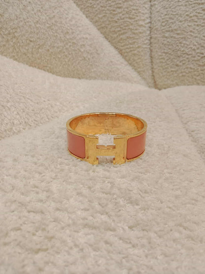 Hermes Clic Clac Bracelet Peach Gold-Plated Hardware