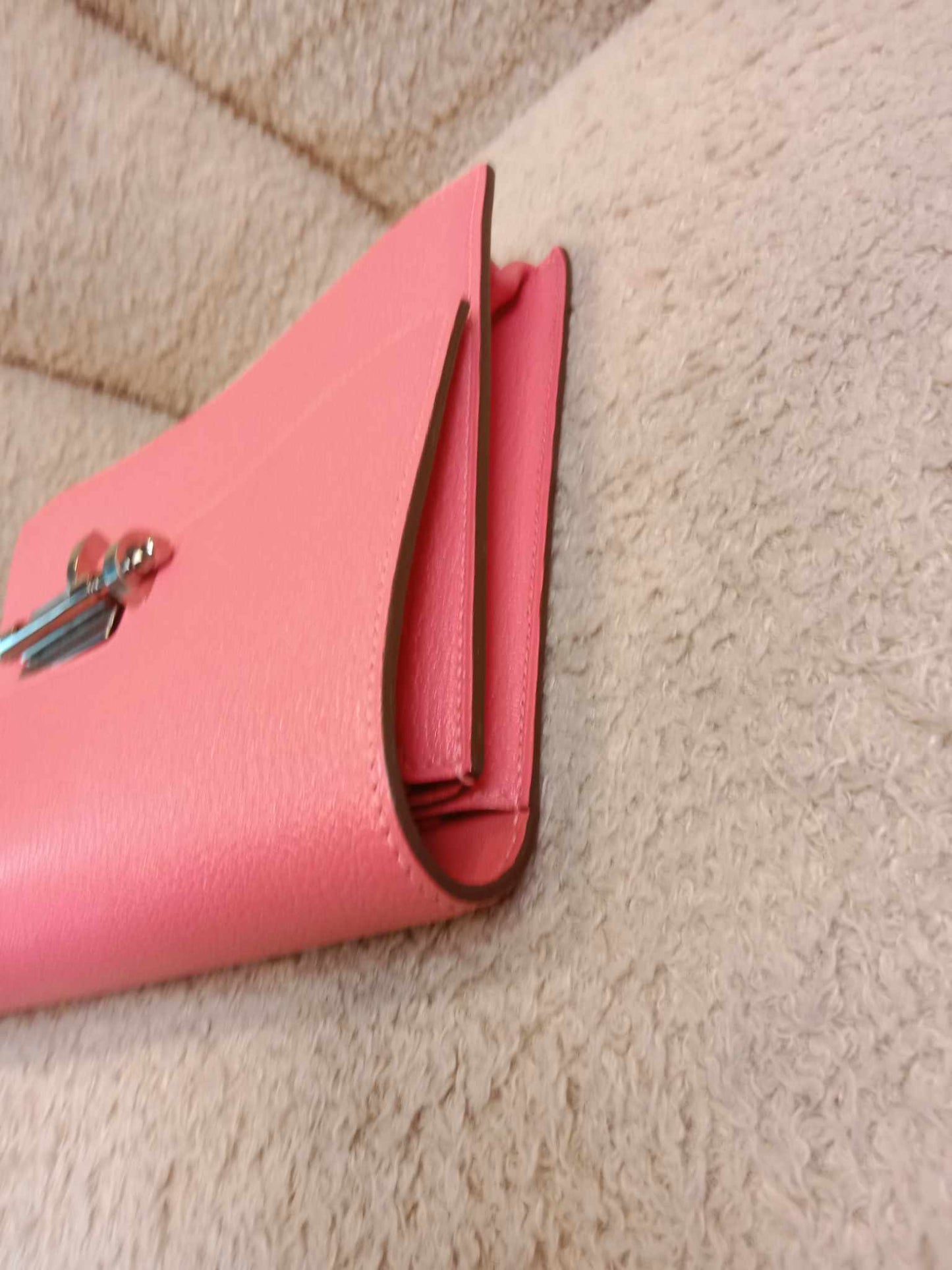 Hermes Verrou Clutch Rose Lipstick Chevre Stamp Y 2021