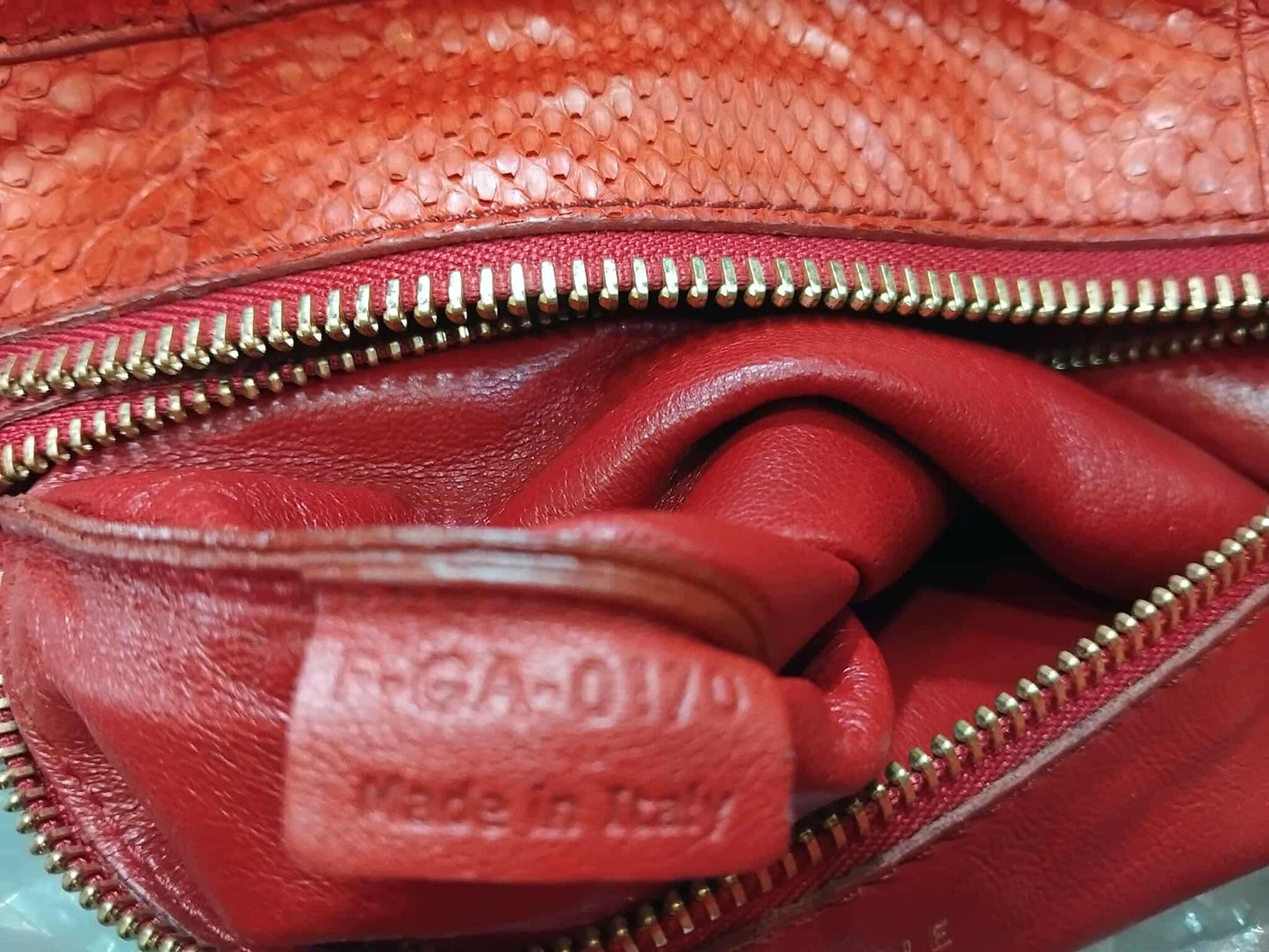Celine Python Snakeskin Luggage Envelope Tote Bag Orange