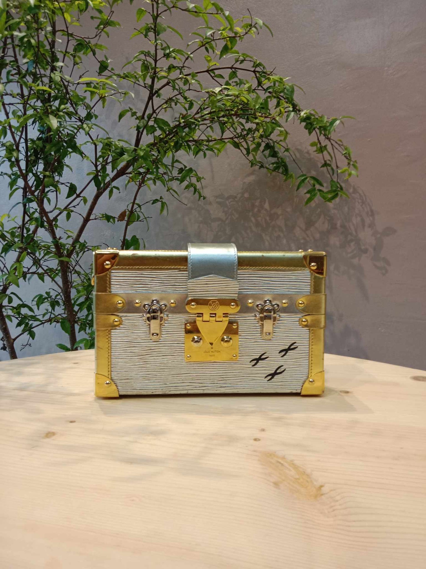 Louis Vuitton Petite Malle Metallic Silver/Gold Epi Leather