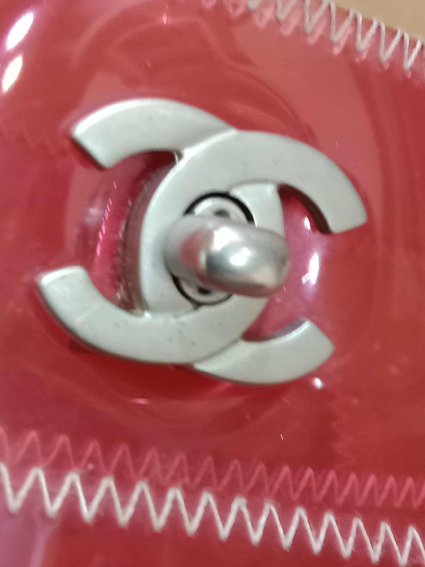 Chanel PVC Patchwork Stitched Flap Bag Beige/Pink Series 5