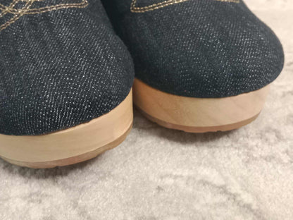 Chanel Sabot Coco Mark Denim Vintage Sandals Size 36