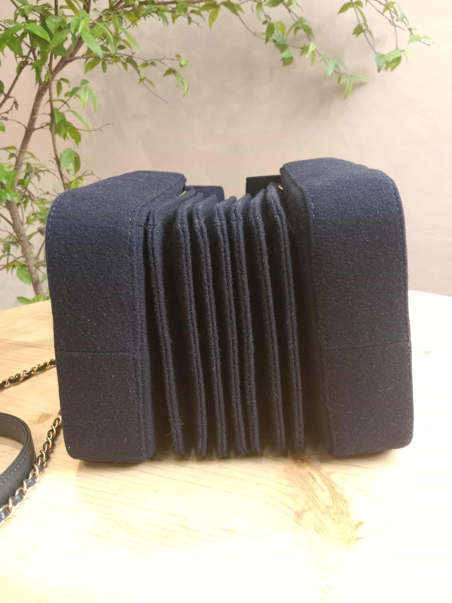 Chanel Paris-Hamburg Accordion Quilted Navy Blue Wool Aged Crossbody Runway Bag Series 25