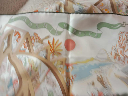 Hermes Academia Hippica 90cm Silk Twill Scarf Blanc/Rose Poudre/Beige by Jan Bajtlik Brandnew