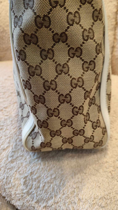 Gucci GG Canvas Trophy Bag Brown/White