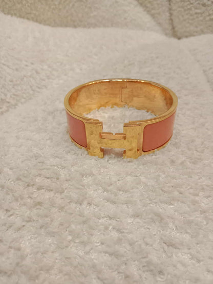 Hermes Clic Clac Bracelet Peach Gold-Plated Hardware