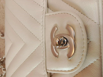 Chanel Mini Square Ivory Chevron Lambskin Series 30
